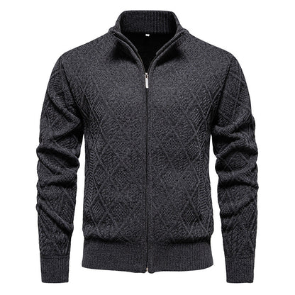 Sweater Coat Fall Winter Men Fleece-lined Casual Zipper