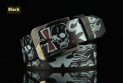 Pin Buckle Men's Leather European Hip Hop Skull Casual Belt - sumet.shop