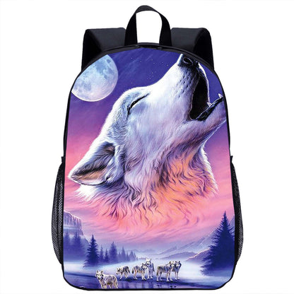Youth Backpack Lion Print 17 Inch Large Capacity Youth Backpack