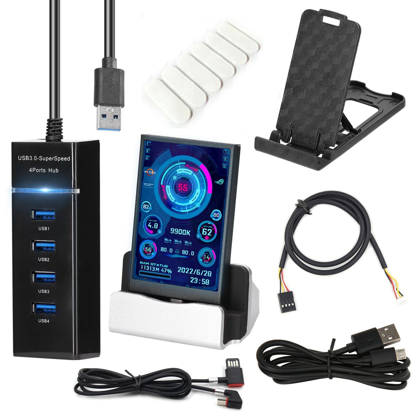 Computer Small Secondary Screen IPS Full View USB Chassis Monitor Date Display
