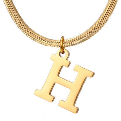 Chains Minimalist A-Z Letter Pendant Necklace For Women Stainless Steel Gold Color Snake Chains Jewelry Birthday Gift