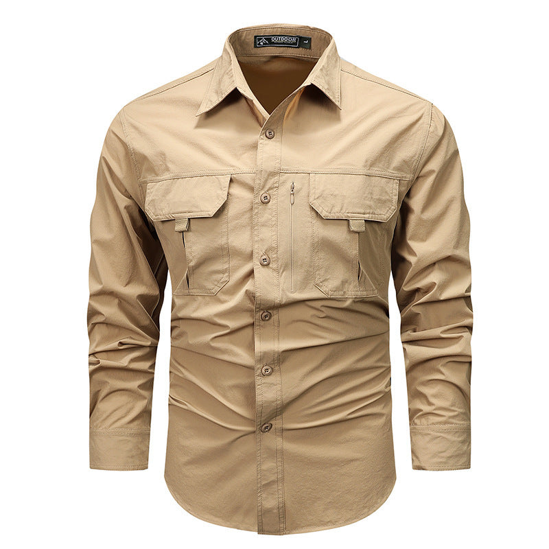 Shirt Men's Long-sleeved  Retro Workwear Shirt Men's Long-sleeved Spring Fashion Brand Casual Overshirt