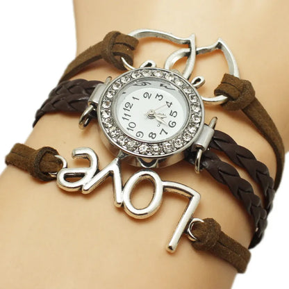 Woven Multi-layer Watch Alloy Love Double Heart-shaped Love Woven Multi-layer Watch