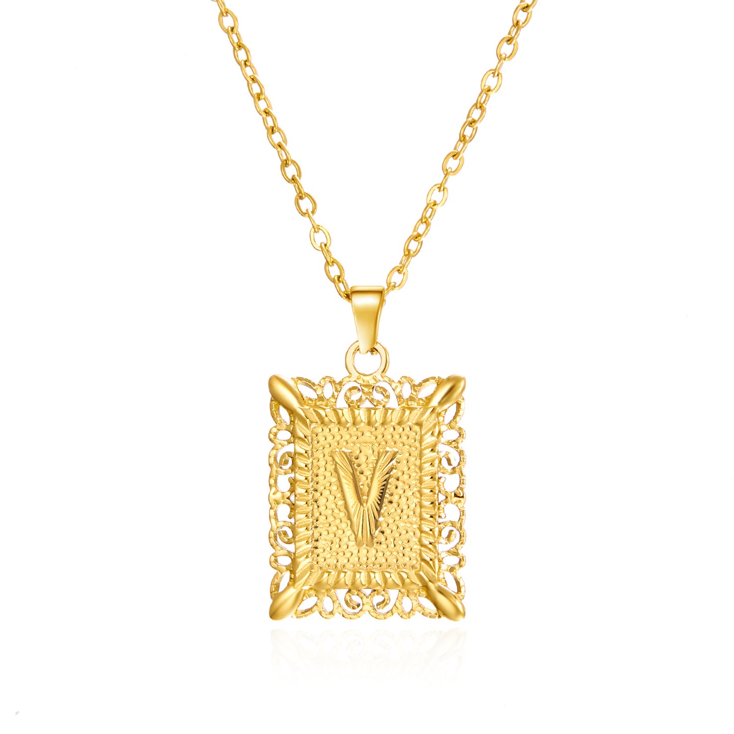 Stainless Steel 26 Letters Titanium Steel Square Pendant - sumet.shop