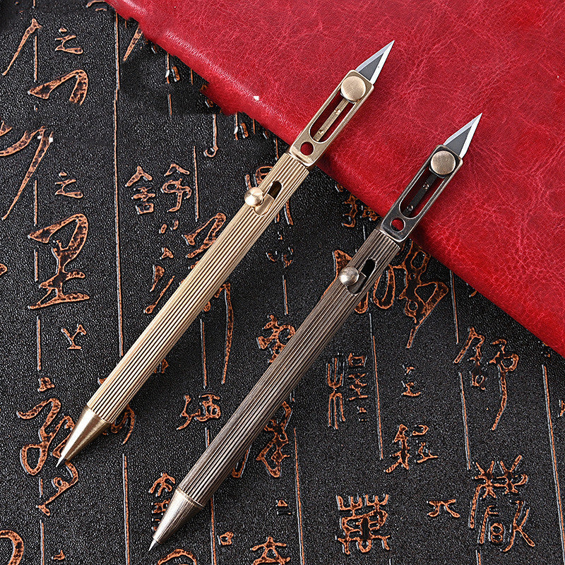 Brass Tactical Pen With Knife Signature Pen