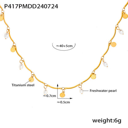 Pearl Tassel Necklace Fashion Multi-element 18K Gold Plating