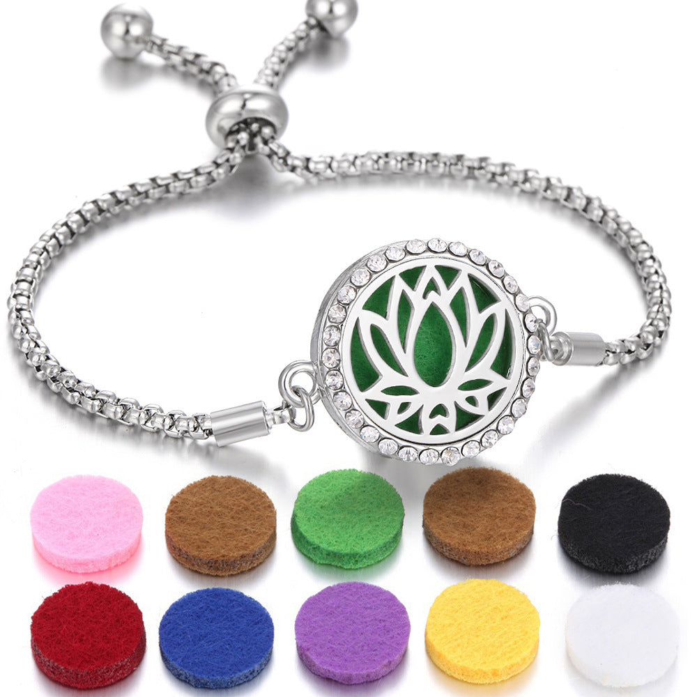 Bracelet Perfume Essential Oil Diffuser Locket Bracelet Charms Women Aroma Diffuser Jewelry - sumet.shop