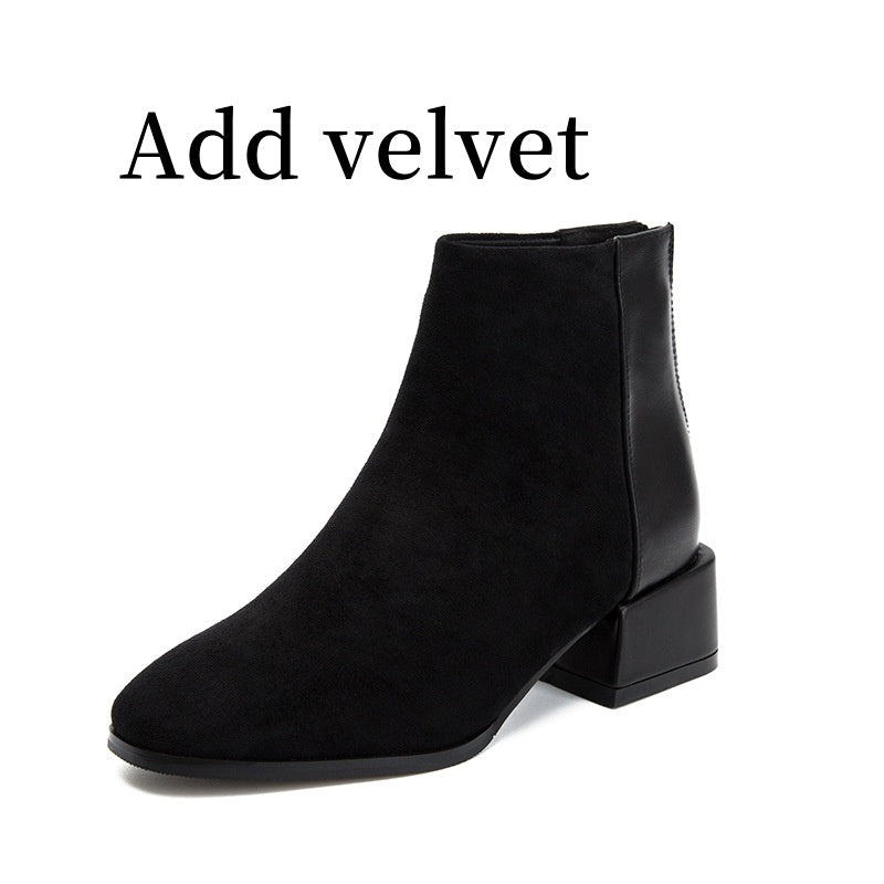 Chelsea Boot Women's Shoes Retro Square Heel Pointed Toe Ankle Boots Fashion Versatile Chelsea Boot Women's Shoes