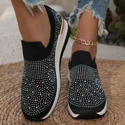 Breathable Shoes Spring Flyknit Slip-on Casual Mesh Breathable Sock-like Shoes