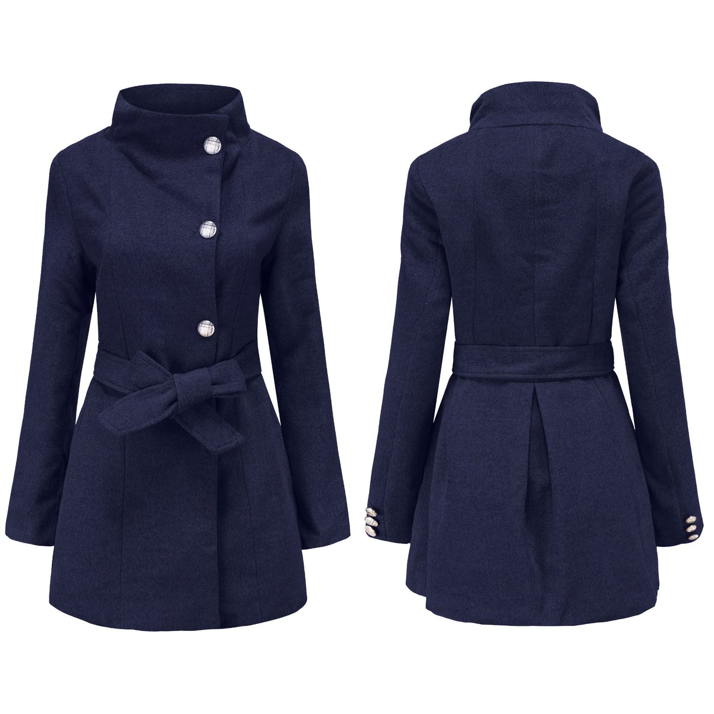 Women's Long Slim Fit Long Sleeve Woolen Coat