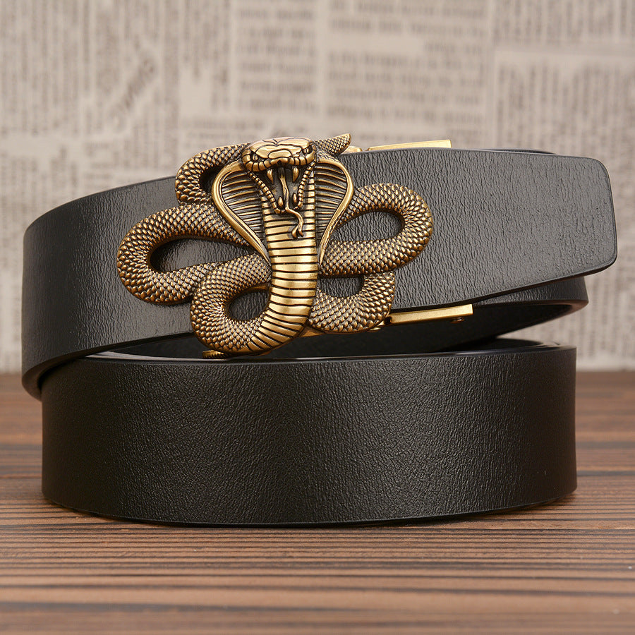 Belt Automatic Buckle Belt Leather Cobra Casual Men - sumet.shop