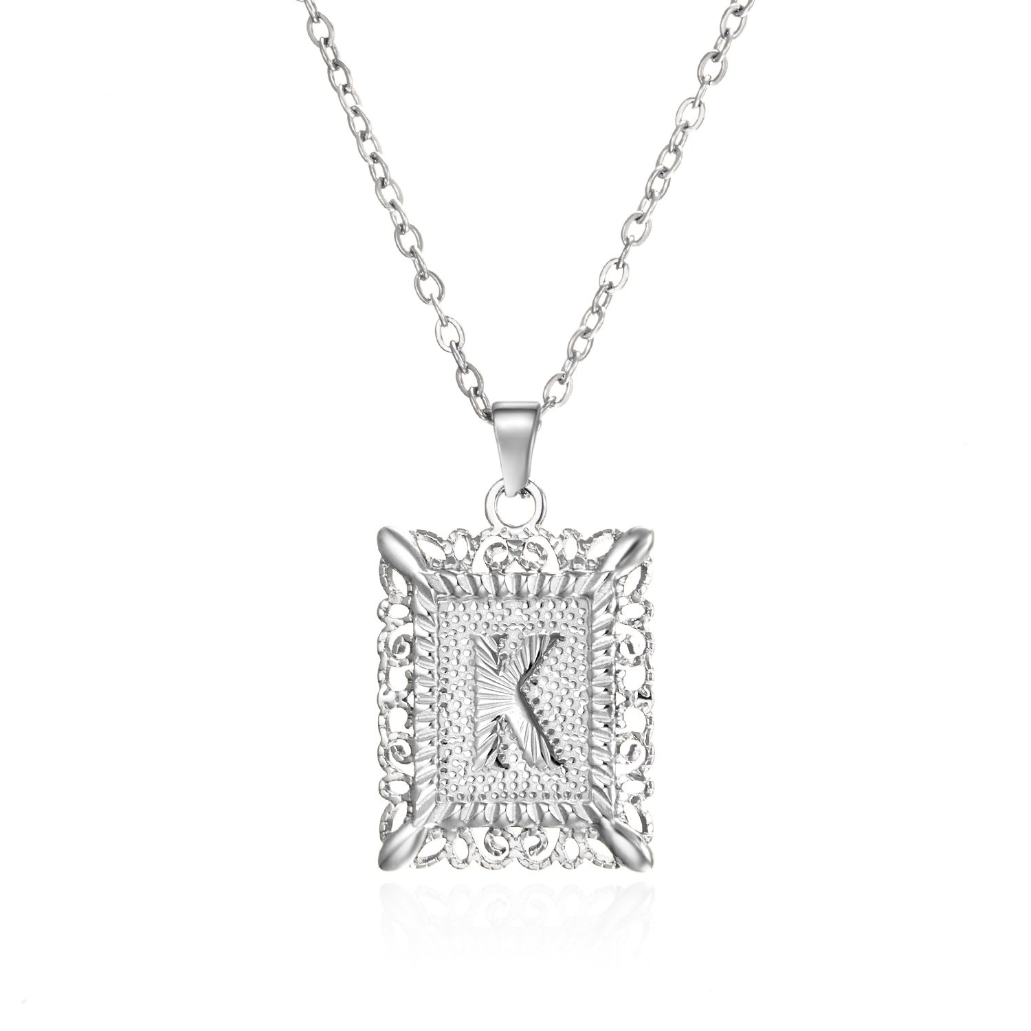 Stainless Steel 26 Letters Titanium Steel Square Pendant - sumet.shop
