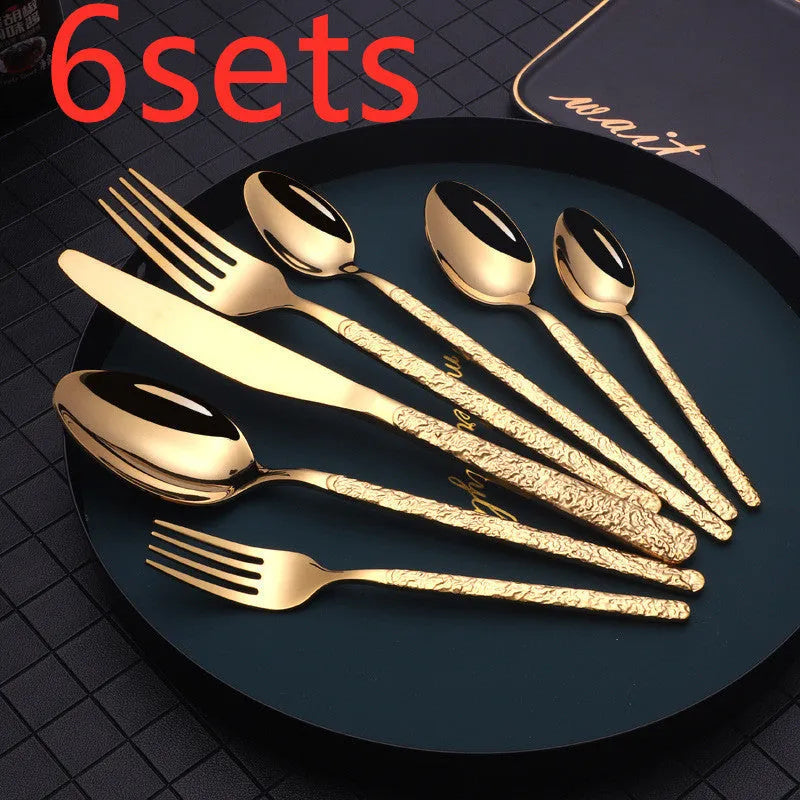 Embossed Textured Handle Steak Cutlery Western Cutlery