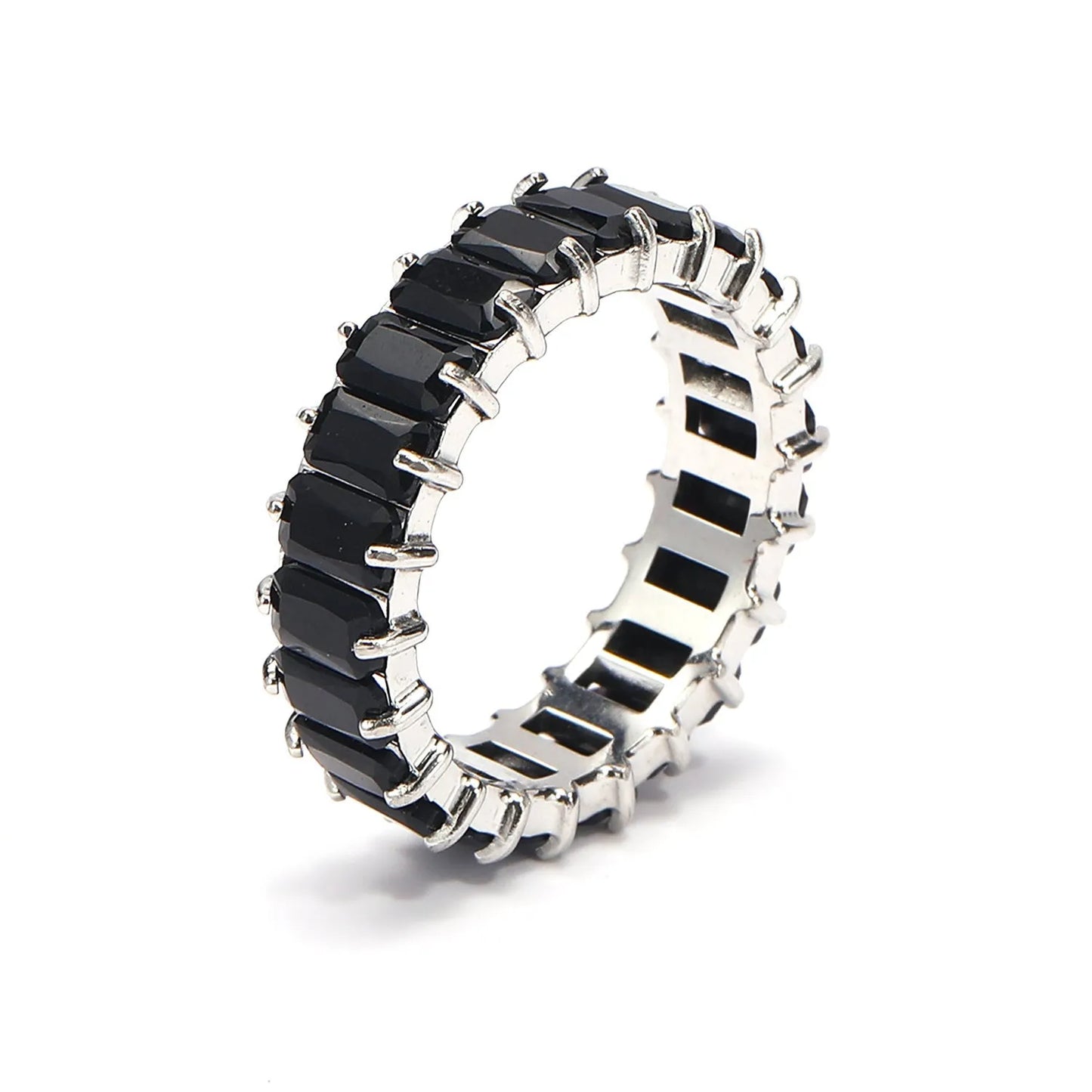 Titanium Steel Ring Niche Colorful Multi-color Zircon Titanium Steel Ring