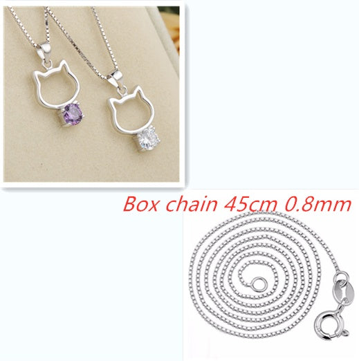 Li silver inlaid Zircon Pendant Necklace Sterling Silver Pendant S925 Korean female wholesale manufacturers