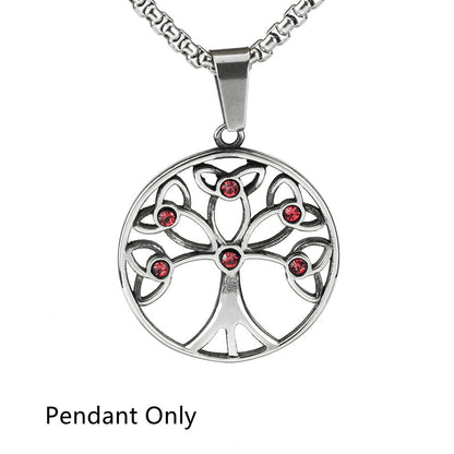 Titanium Steel Men's Tree Of Life Pendant Stainless Steel Necklace