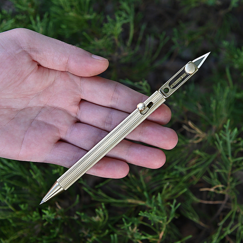 Brass Tactical Pen With Knife Signature Pen