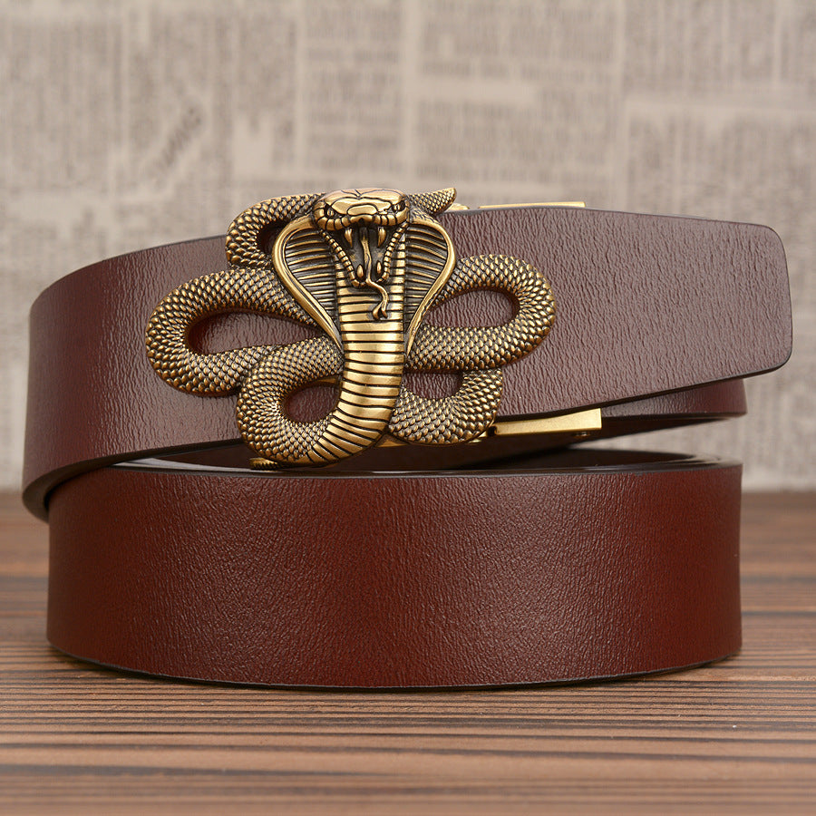 Belt Automatic Buckle Belt Leather Cobra Casual Men - sumet.shop