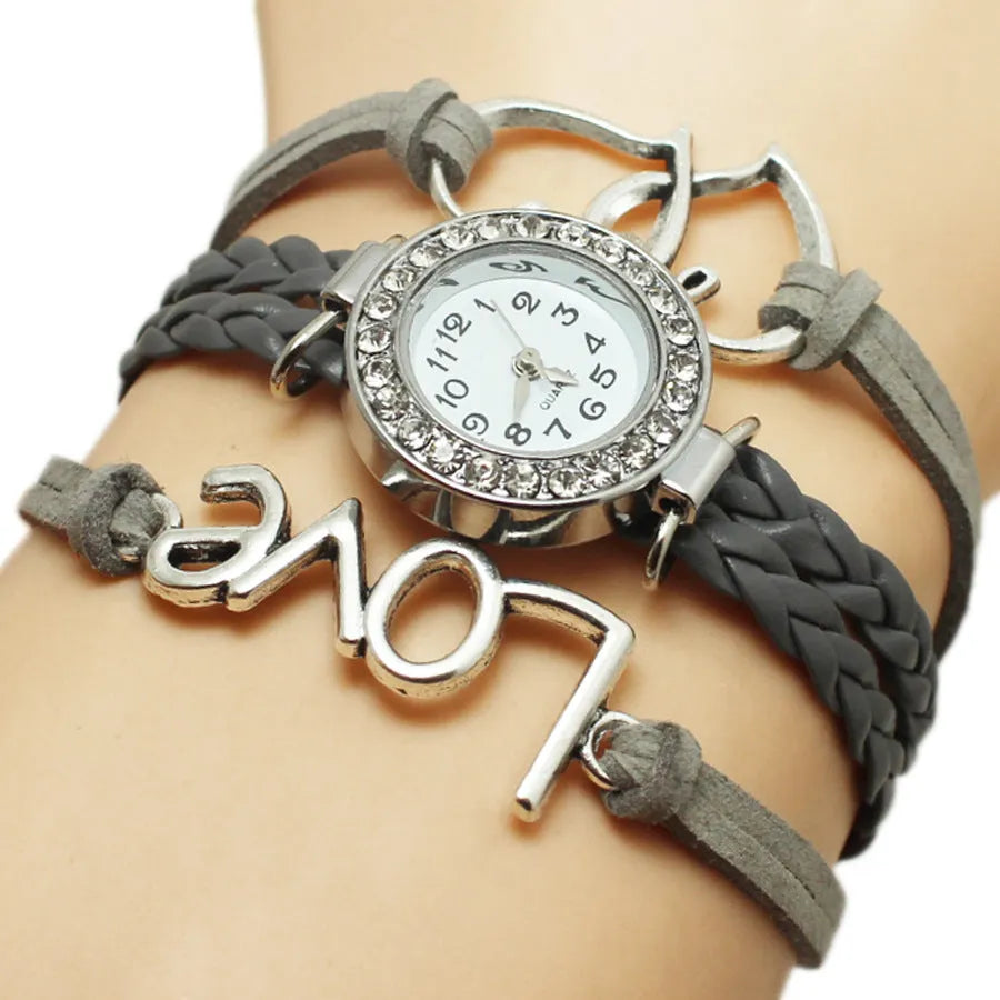 Woven Multi-layer Watch Alloy Love Double Heart-shaped Love Woven Multi-layer Watch