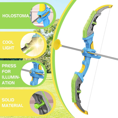 DE Bow & Arrow Toy Set, LED-lit Archery Toy,10 Suction Cup Arrows, Targets, Arrows Holders