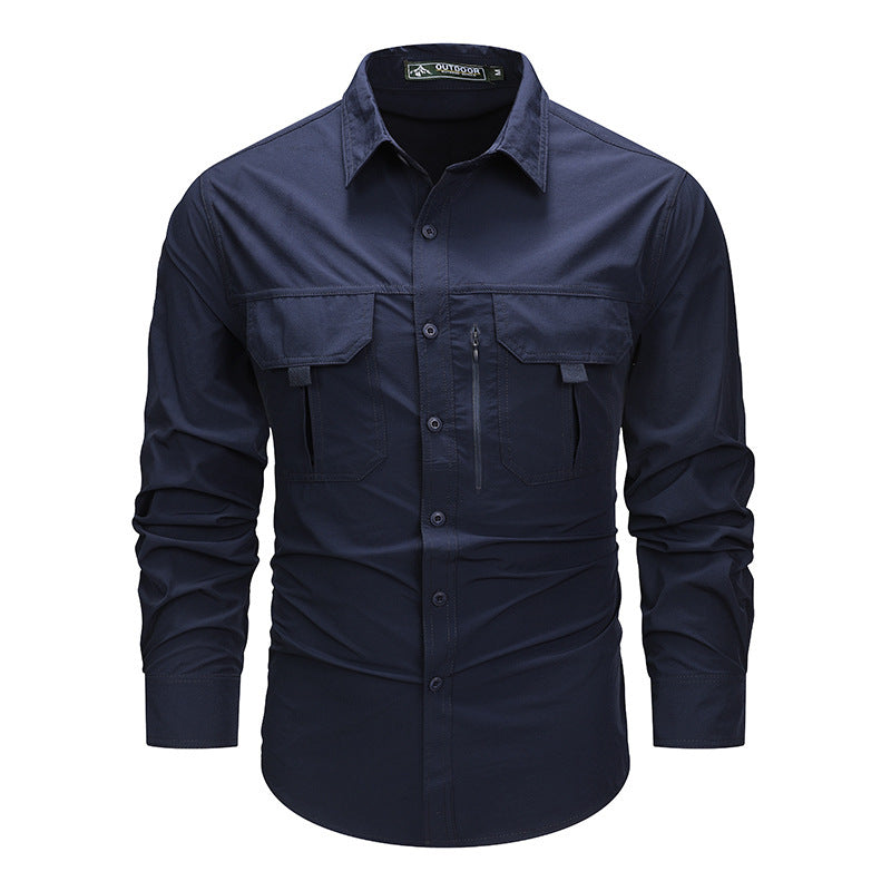 Shirt Men's Long-sleeved  Retro Workwear Shirt Men's Long-sleeved Spring Fashion Brand Casual Overshirt