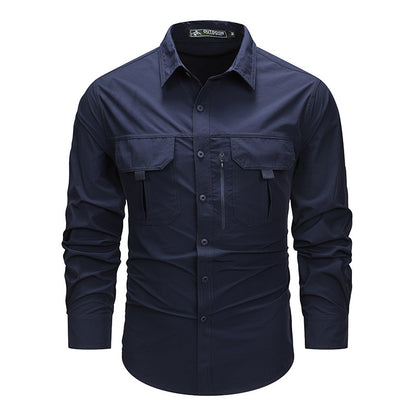 Shirt Men's Long-sleeved  Retro Workwear Shirt Men's Long-sleeved Spring Fashion Brand Casual Overshirt