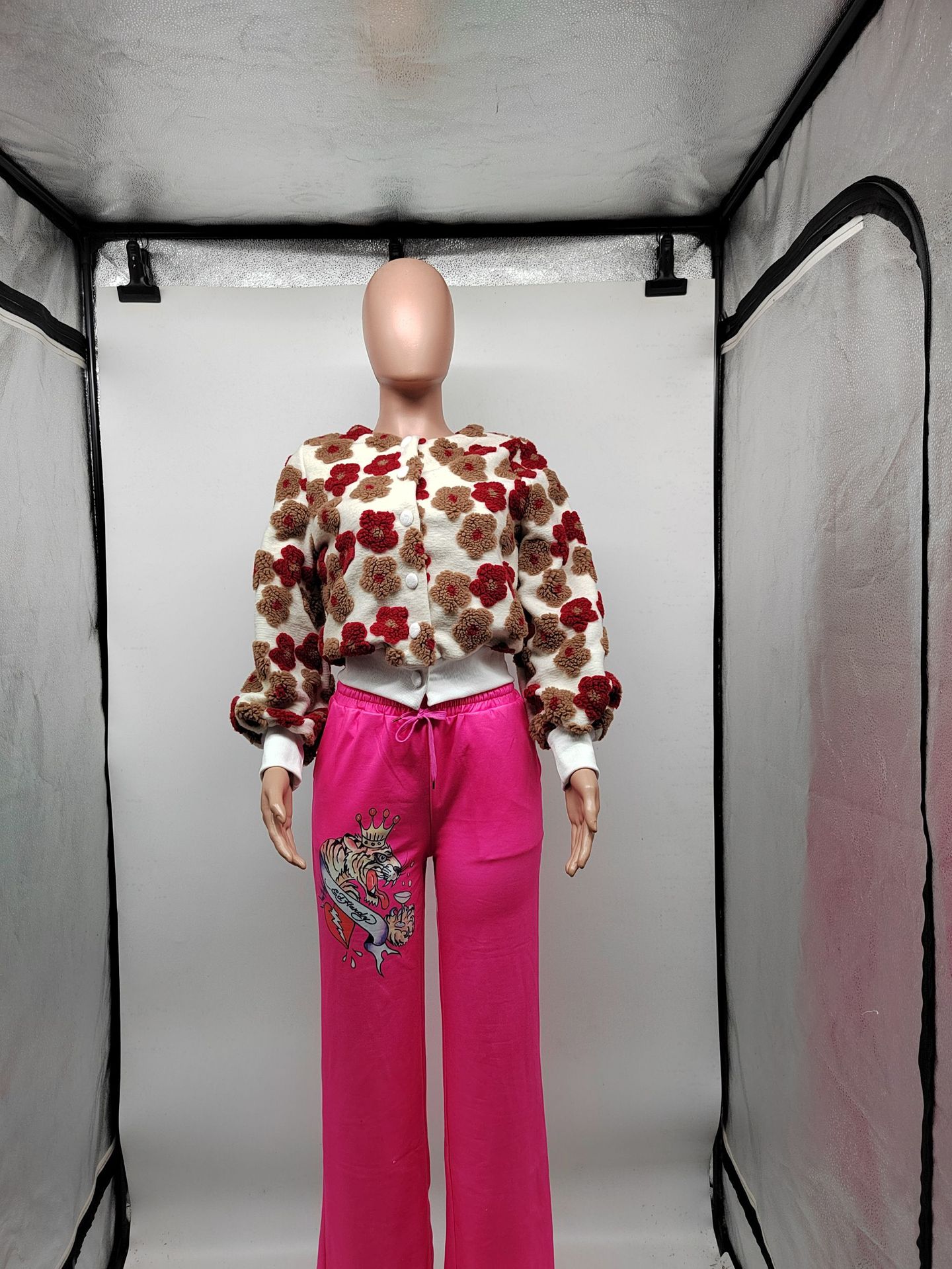 Womens Stylish Casual Jacquard Plush Jacket
