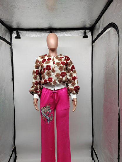 Womens Stylish Casual Jacquard Plush Jacket