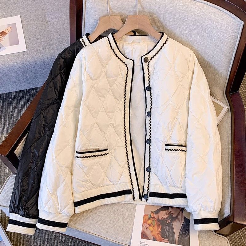 Lightweight White Baseball-style Down Jacket