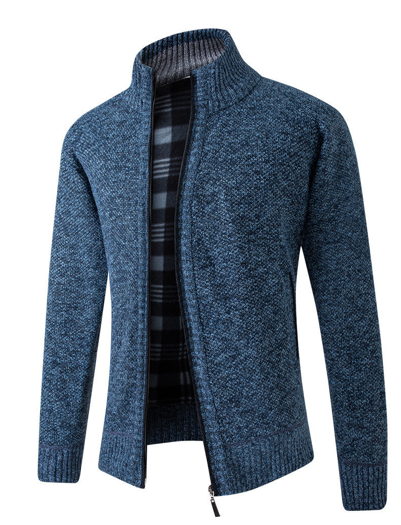 Men's Knitted Coat Cardigan With Plush Coat, Loose And Fat, Large