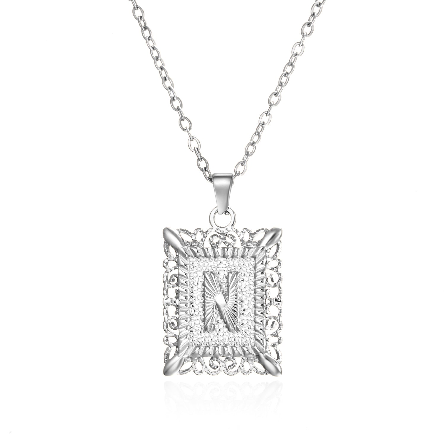 Stainless Steel 26 Letters Titanium Steel Square Pendant - sumet.shop