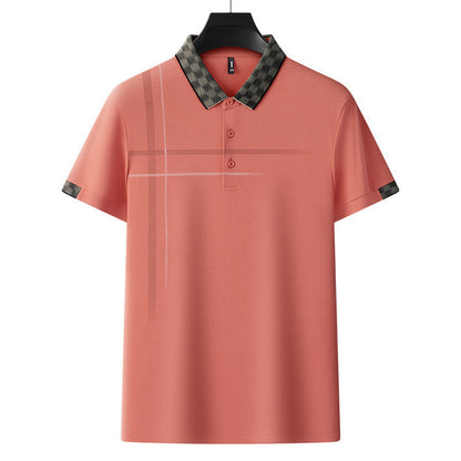 Lapel Embroidery Short Sleeve Casual Men's Business Polo Shirt