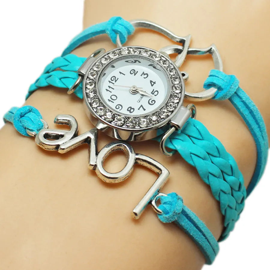 Woven Multi-layer Watch Alloy Love Double Heart-shaped Love Woven Multi-layer Watch