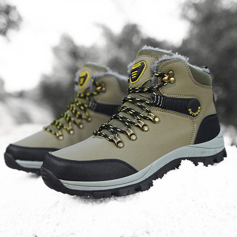 Boots Hiking Lace-up Shoes Winter Snow Boots Men Warm Plush Ankle Boots Hiking Lace-up Shoes
