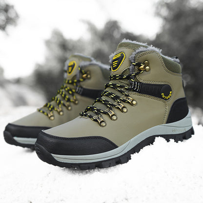 Boots Hiking Lace-up Shoes Winter Snow Boots Men Warm Plush Ankle Boots Hiking Lace-up Shoes