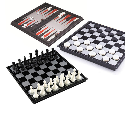 Three In One Magnetic Chess Checkers Backgammon