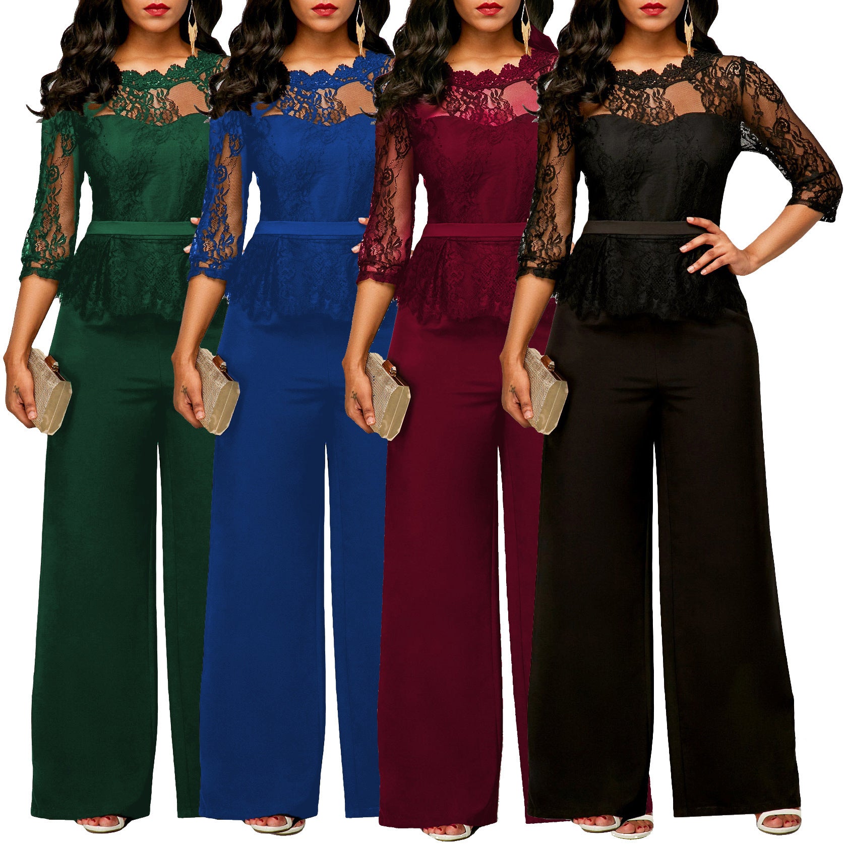 Jumpsuit Straight Women's High Waist Lace Jumpsuit New