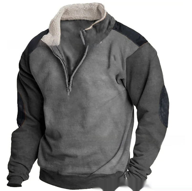 Long Sleeve Half Zipper Stitching Casual Fashion European And American Style Pullover Sweater - sumet.shop