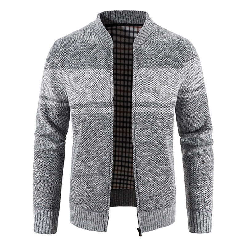 New Men's Versatile Casual V-neck Color Matching Sweater Jacket - sumet.shop