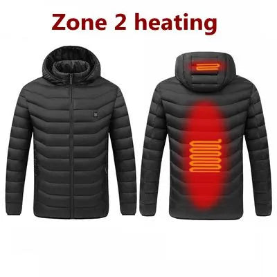 Men Winter Warm USB Heating Jackets Smart Thermostat Pure Color Hooded Heated Clothing Waterproof  Warm Jackets - sumet.shop