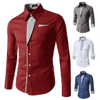 Male Fashion Shirts Full Sleeve Stripe Shirt Men Slim Fit Design Formal   Dress Shirts 14 Colors Size M-4XL - sumet.shop