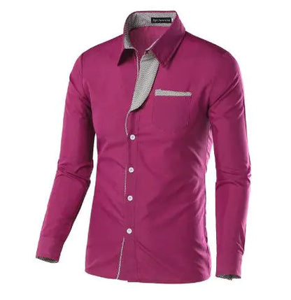 Male Fashion Shirts Full Sleeve Stripe Shirt Men Slim Fit Design Formal   Dress Shirts 14 Colors Size M-4XL - sumet.shop