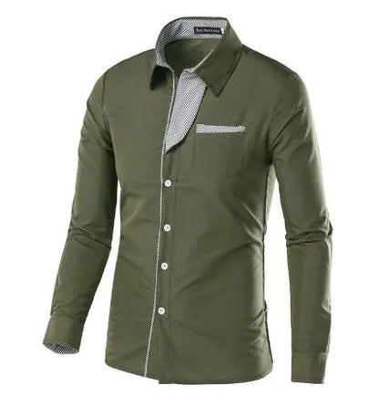 Male Fashion Shirts Full Sleeve Stripe Shirt Men Slim Fit Design Formal   Dress Shirts 14 Colors Size M-4XL - sumet.shop