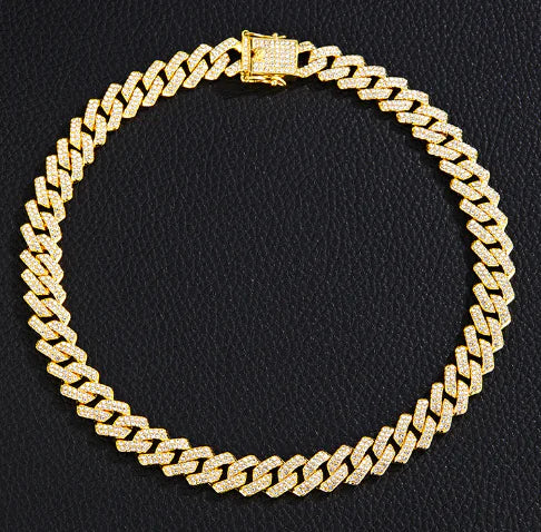 Gold Plated Iced Out Chain for Men and Women Cuban Chain Necklace - sumet.shop