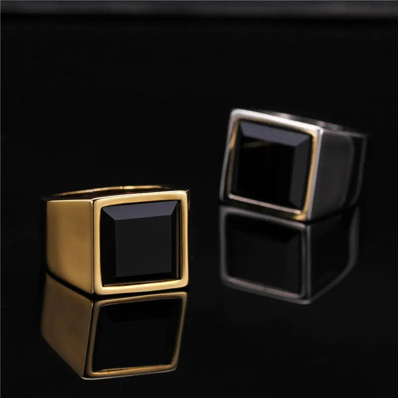 ZORCVENS Black Stone Rings for Men - sumet.shop